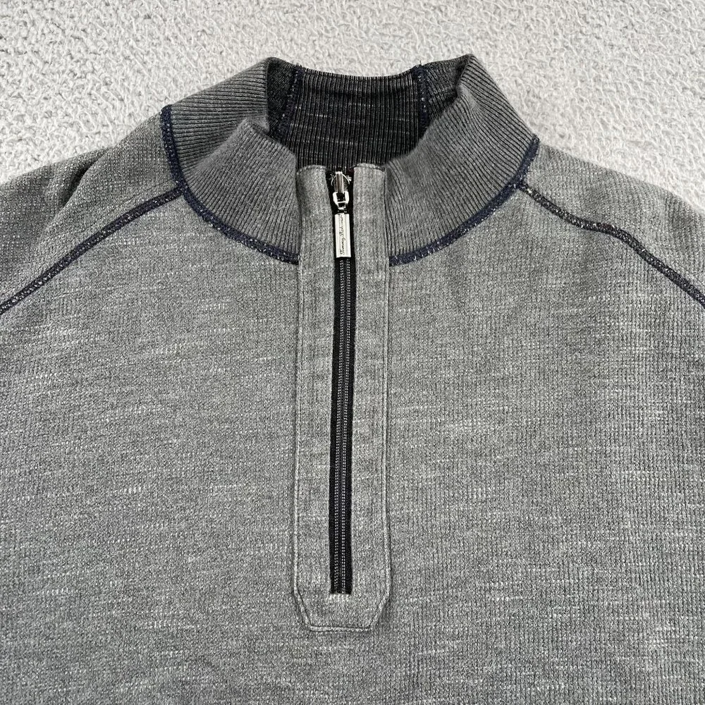 Tommy Bahama Reversible‎ Sweatshirt XXL Mens Grey 1/4 Zip Pullover Golf